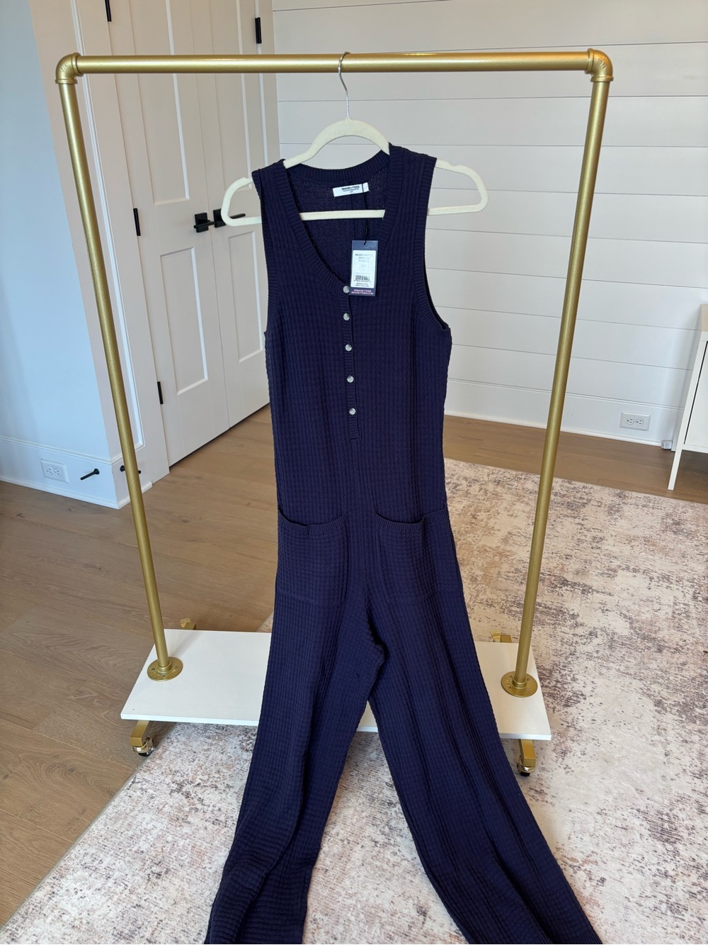 NWT Smash + Tess Navy Sleeveless Knit Wide-Leg Jumpsuit